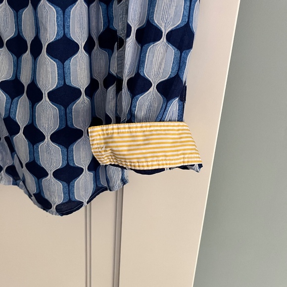 J. McLaughlin Lois Blouse in navy/blue/yellow, Size XL - Picture 4 of 7